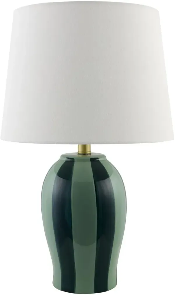 Ulina Tall Ceramic Stripe Table Lamp - Green