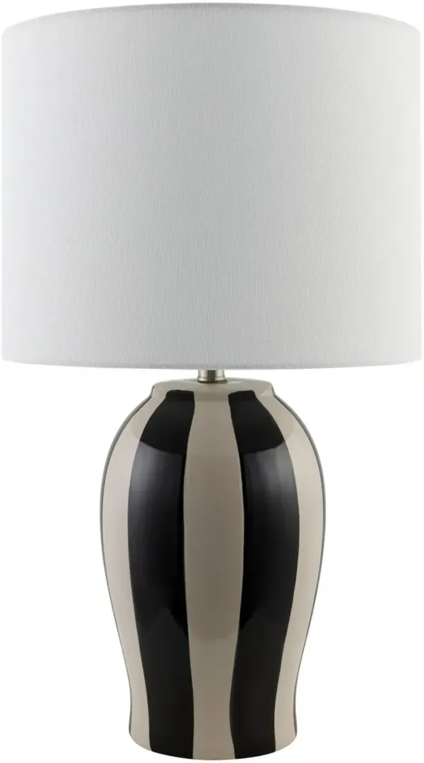 Ulina Tall Ceramic Stripe Table Lamp - Beige