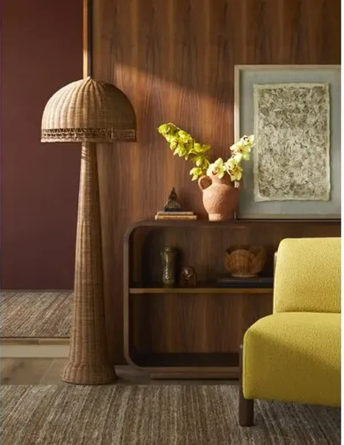 Ulaya Rattan Floor Lamp - Wheat