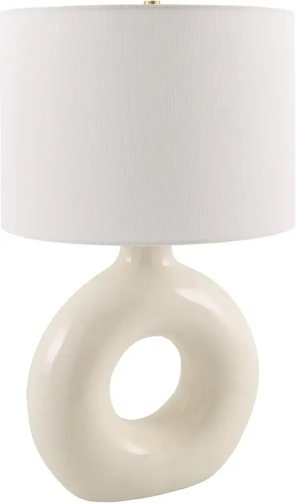 Tressa Ceramic Circle Base Table Lamp - White