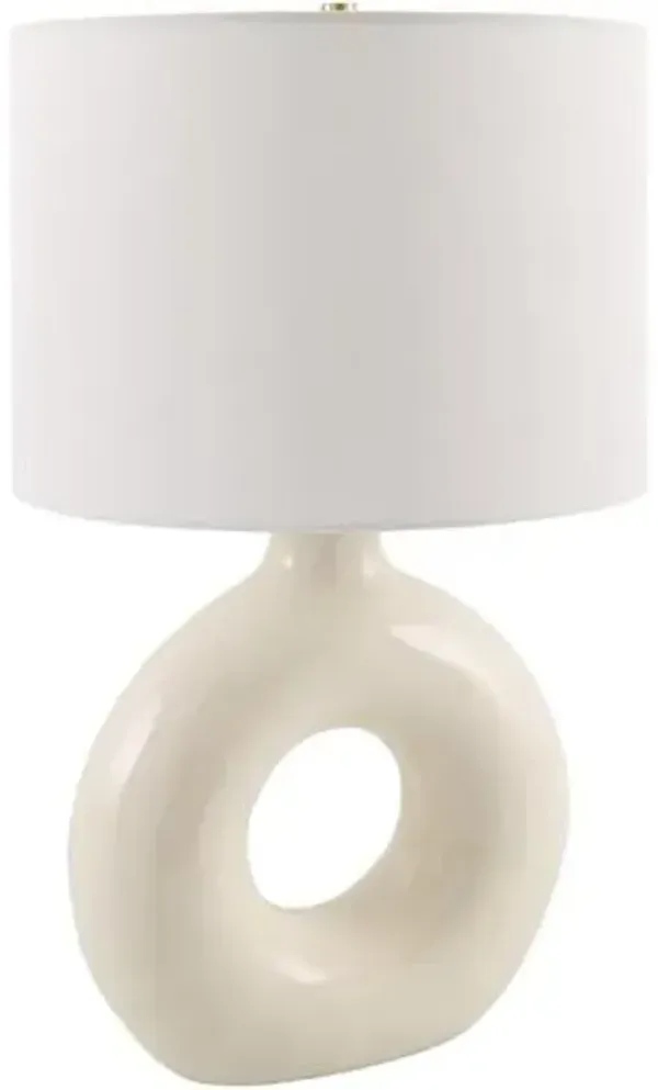 Tressa Ceramic Circle Base Table Lamp - White