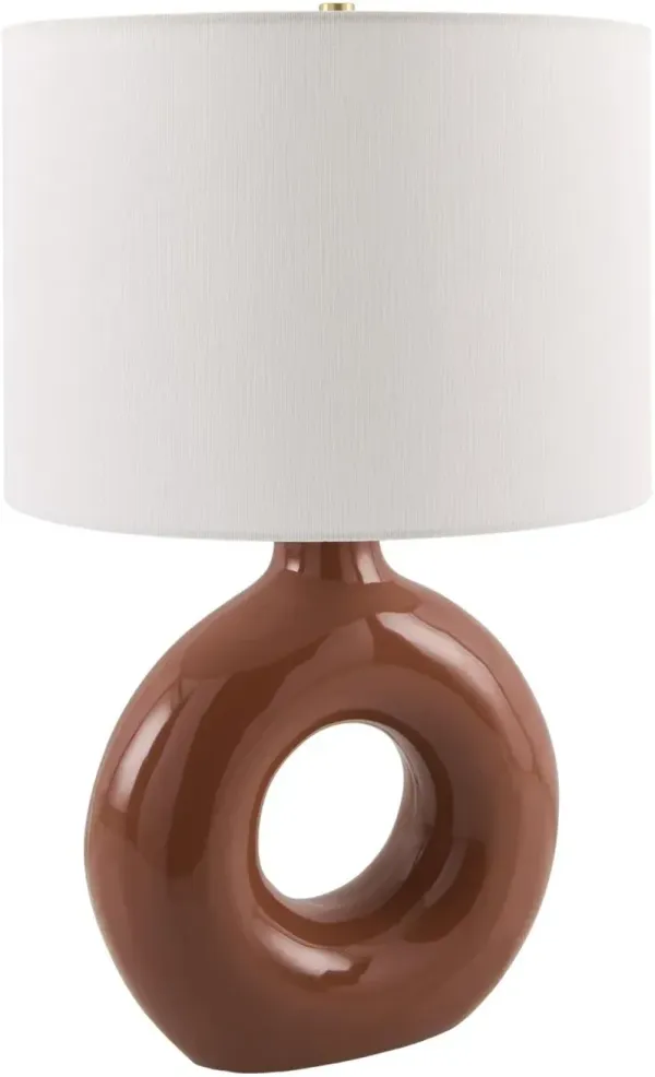 Tressa Ceramic Circle Base Table Lamp - Red