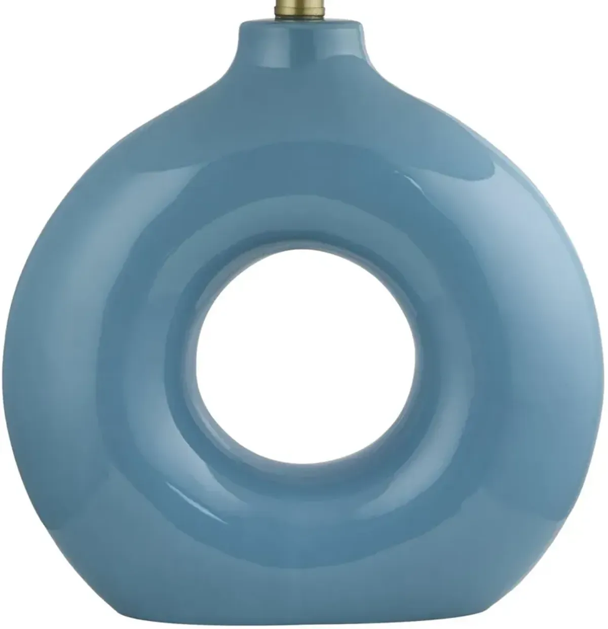 Tressa Ceramic Circle Base Tapered Shade Table Lamp - Blue