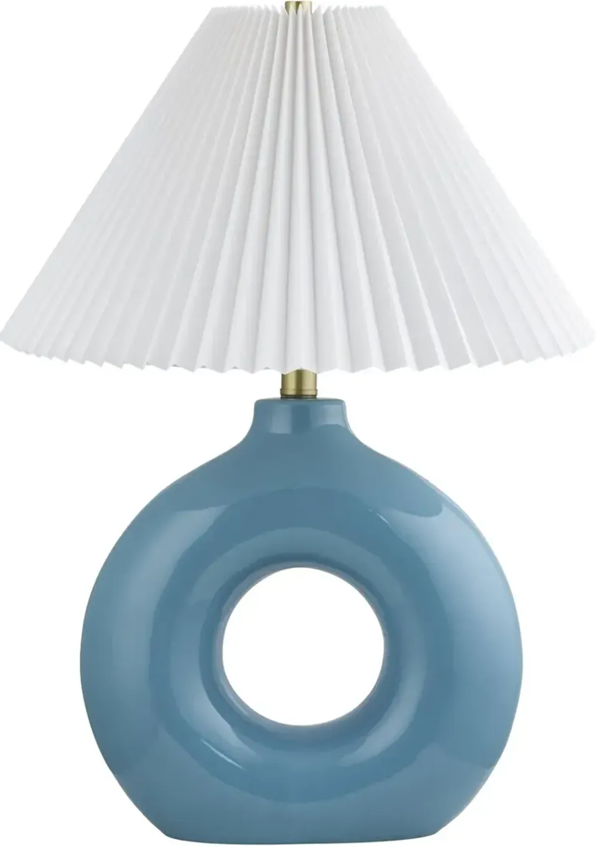 Tressa Ceramic Circle Base Tapered Shade Table Lamp - Blue