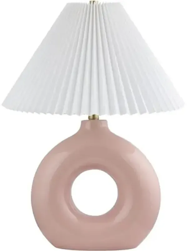 Tressa Ceramic Circle Base Tapered Shade Table Lamp - Pink