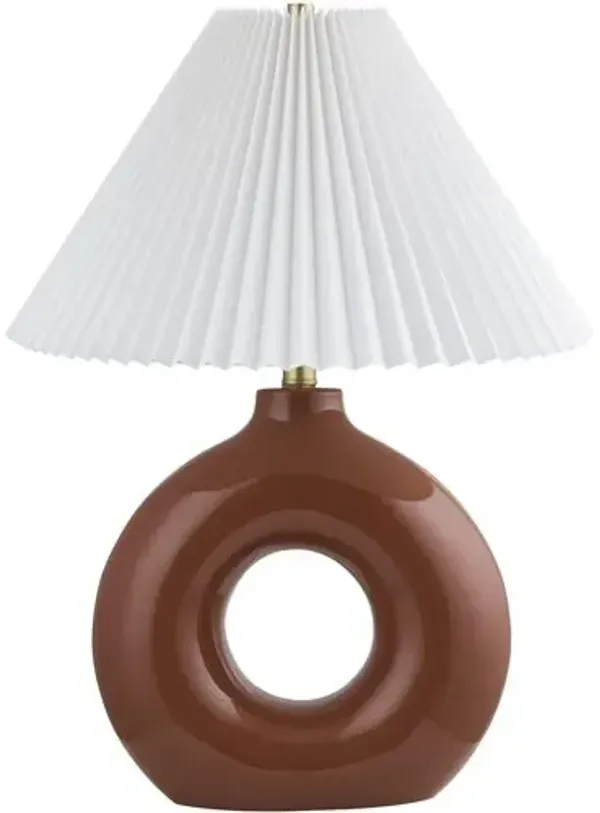 Tressa Ceramic Circle Base Tapered Shade Table Lamp