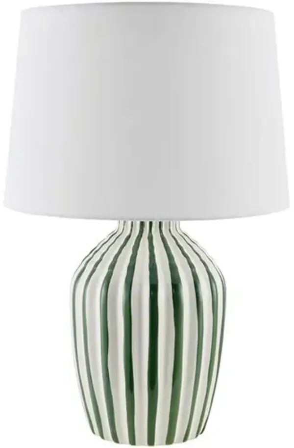 Tirien Ceramic Stripe Table Lamp - Green