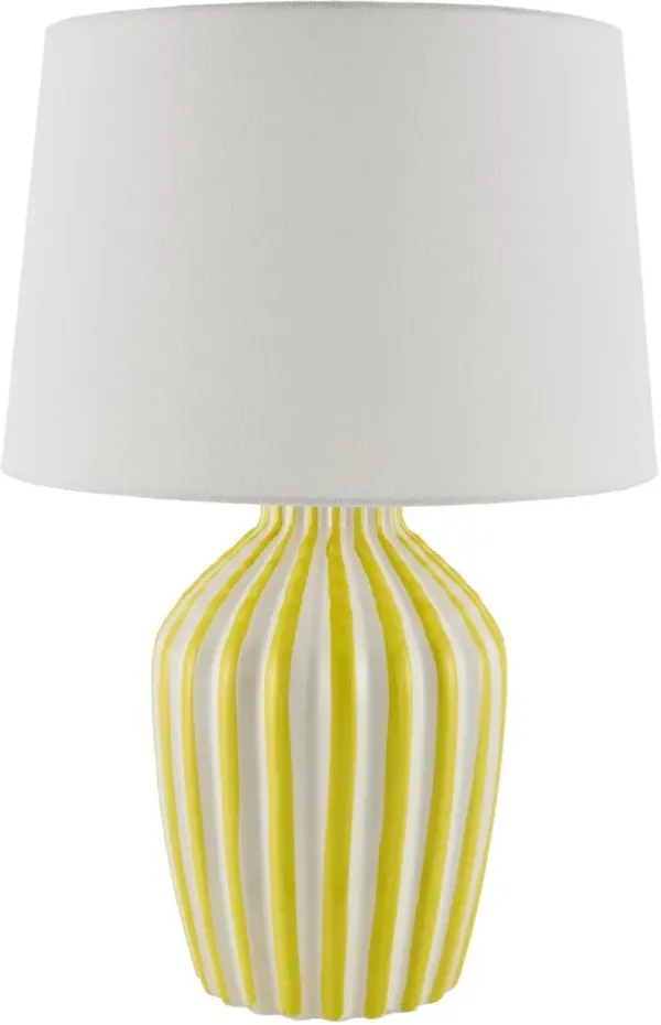 Tirien Ceramic Stripe Table Lamp - Yellow