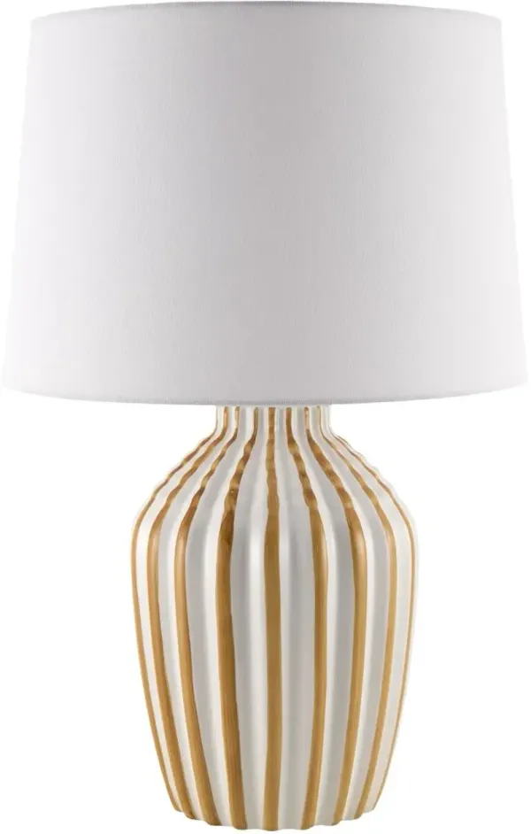 Tirien Ceramic Stripe Table Lamp - Beige