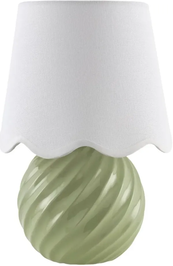 Tiber Ceramic Twist Table Lamp - Green