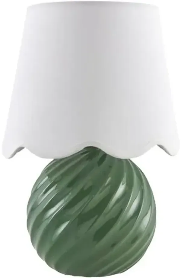 Tiber Ceramic Twist Table Lamp - Green