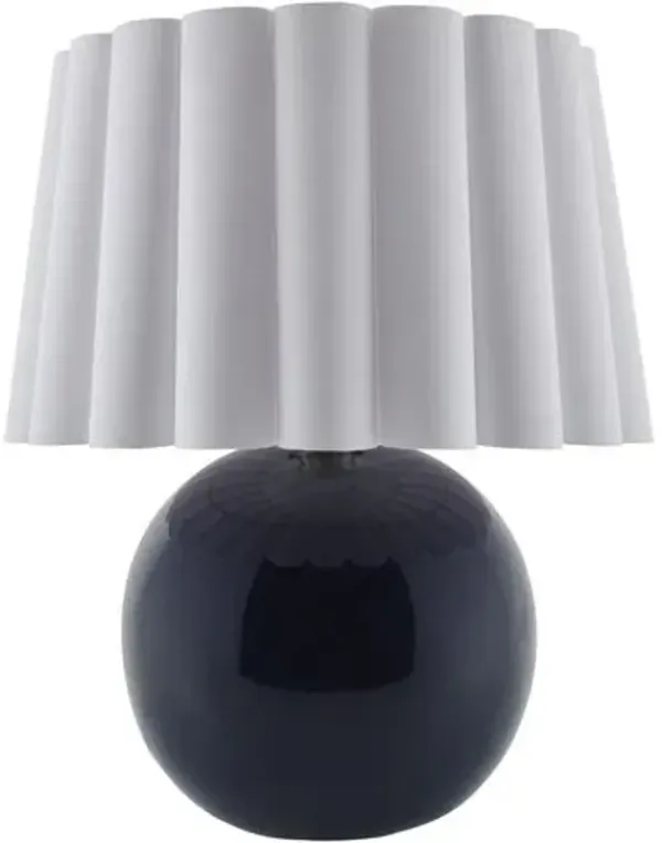 Thorian Scalloped Ceramic Table Lamp - Blue