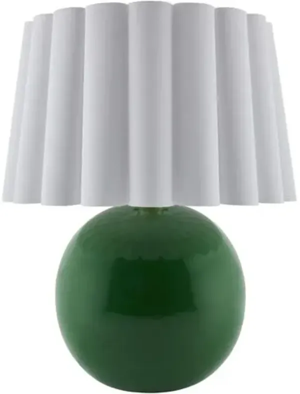 Thorian Scalloped Ceramic Table Lamp - Green
