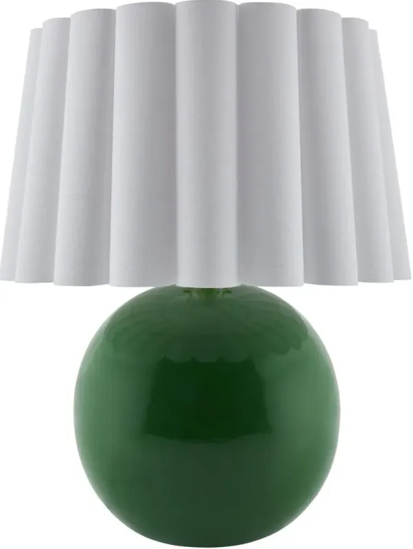 Thorian Scalloped Ceramic Table Lamp - Green