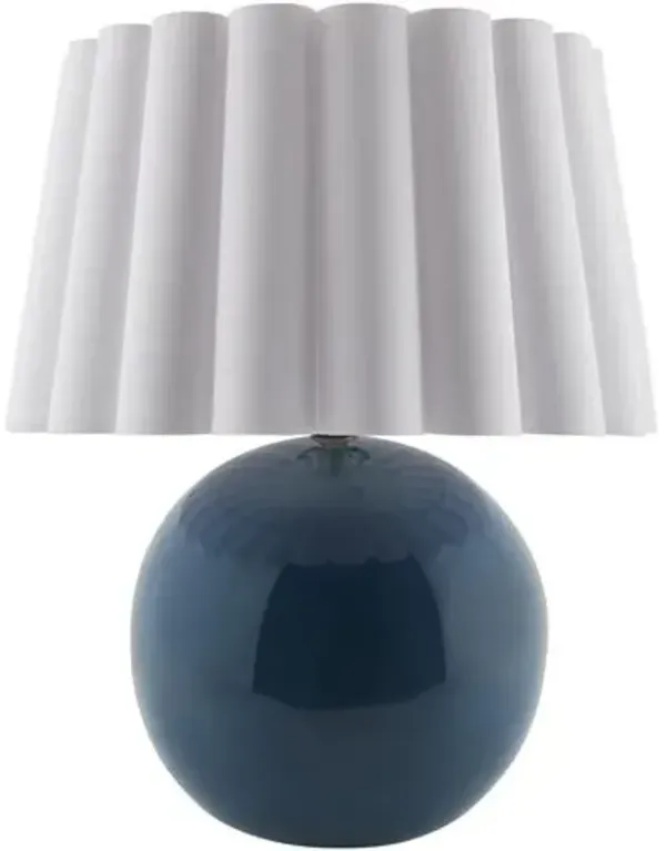 Thorian Scalloped Ceramic Table Lamp - Blue