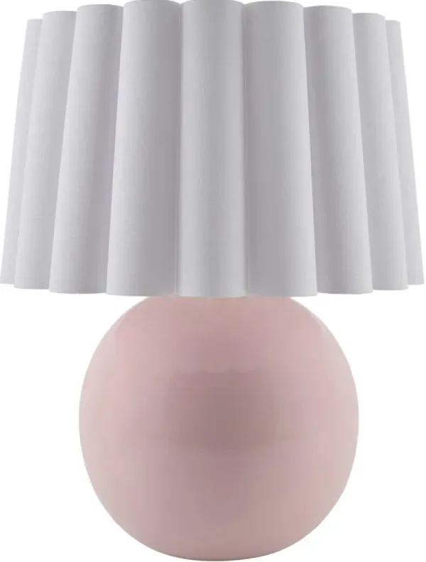Thorian Scalloped Ceramic Table Lamp - Pink