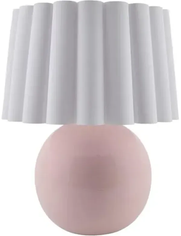 Thorian Scalloped Ceramic Table Lamp - Pink