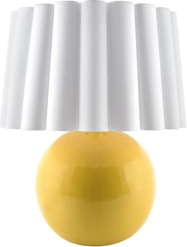 Thorian Scalloped Ceramic Table Lamp - Yellow