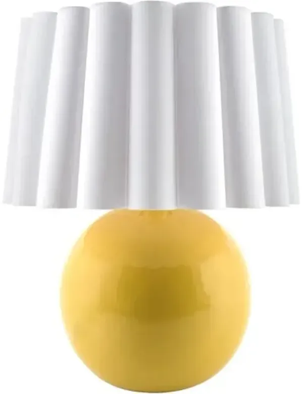 Thorian Scalloped Ceramic Table Lamp - Yellow