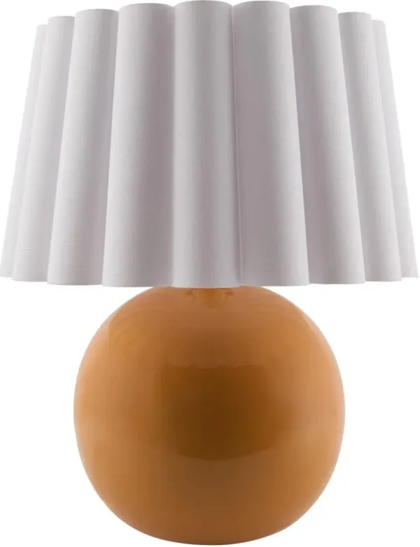 Thorian Scalloped Ceramic Table Lamp - Orange