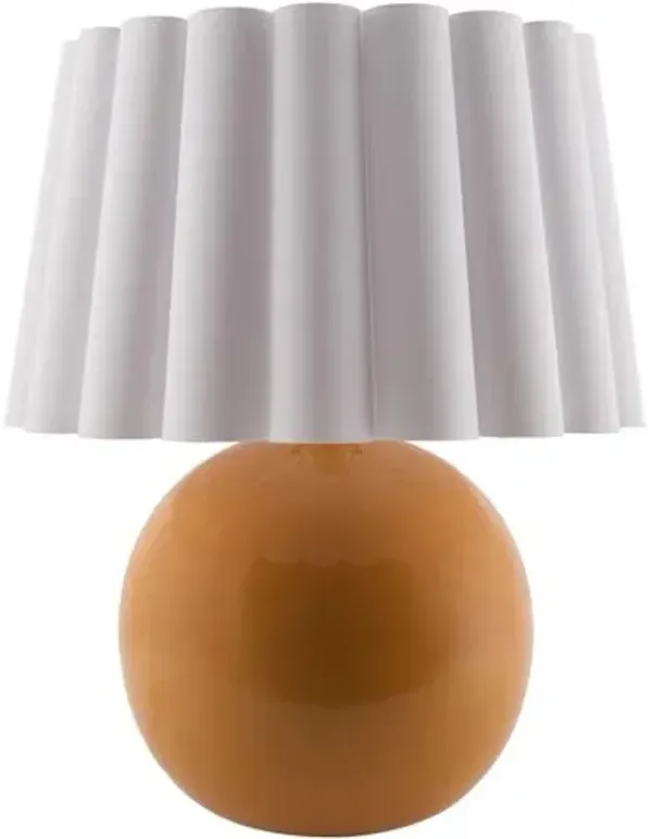 Thorian Scalloped Ceramic Table Lamp - Orange