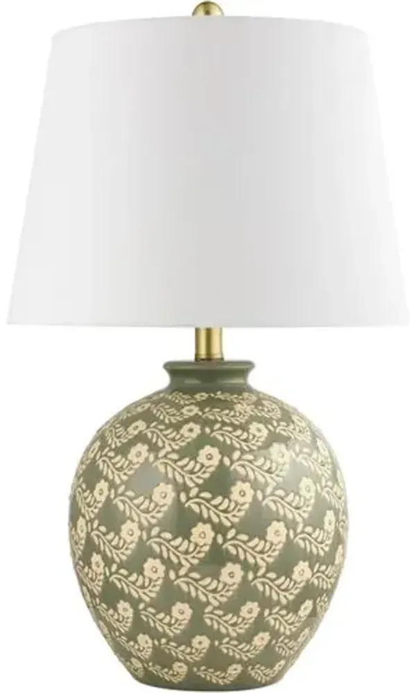 Jael Ceramic Table Lamp - Green