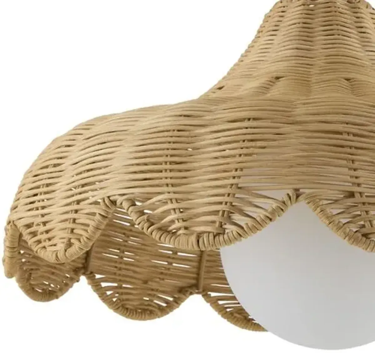 Hecuba Rattan Scalloped Pendant - Natural/Black