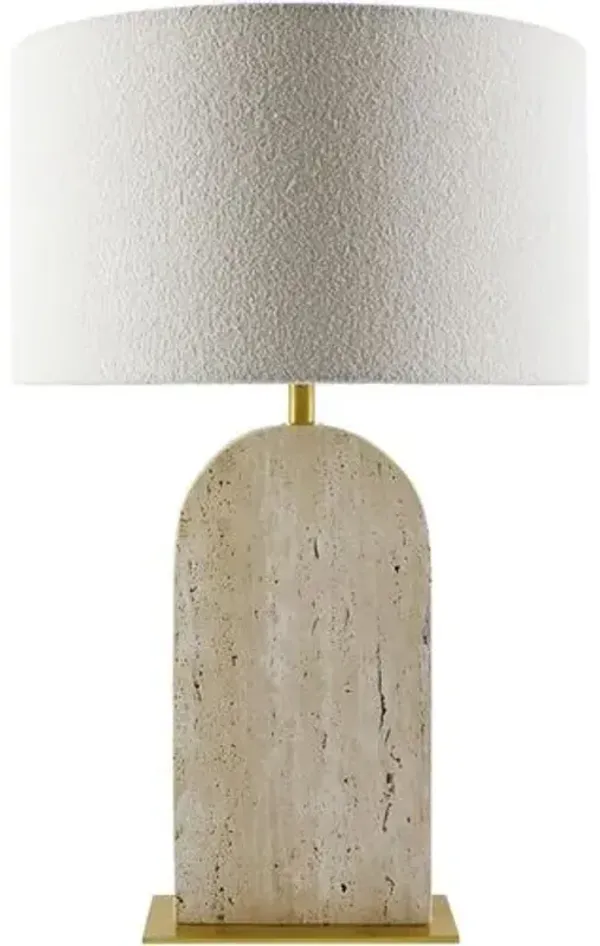 Persis Travertine Table Lamp - Beige