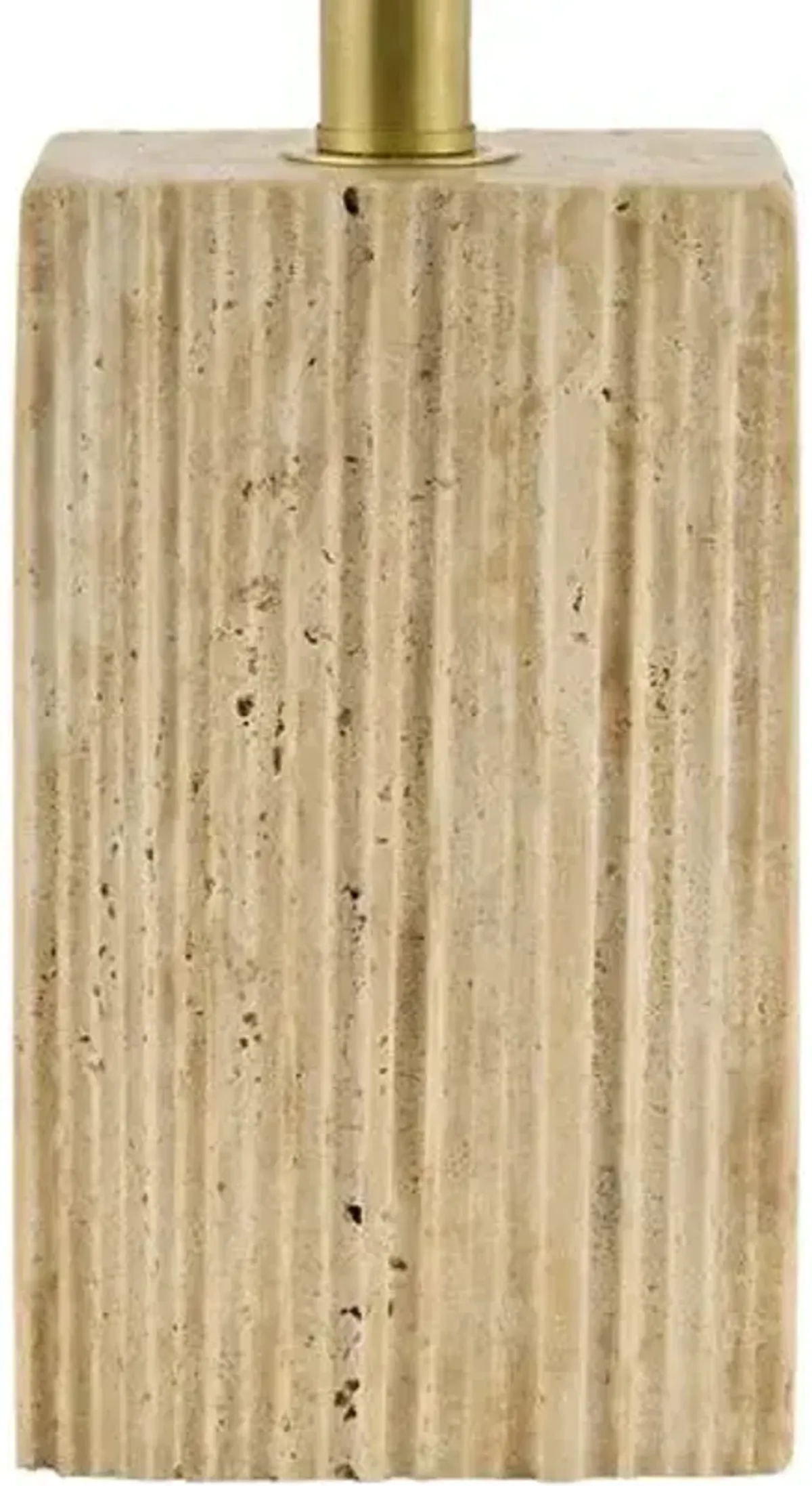 Perdita Rectangle Base Travertine Table Lamp - Brown