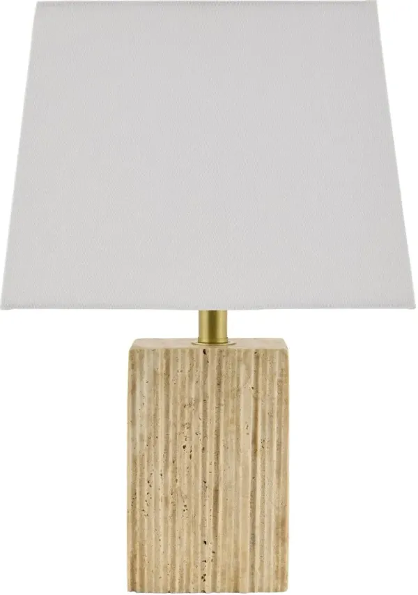 Perdita Rectangle Base Travertine Table Lamp - Brown