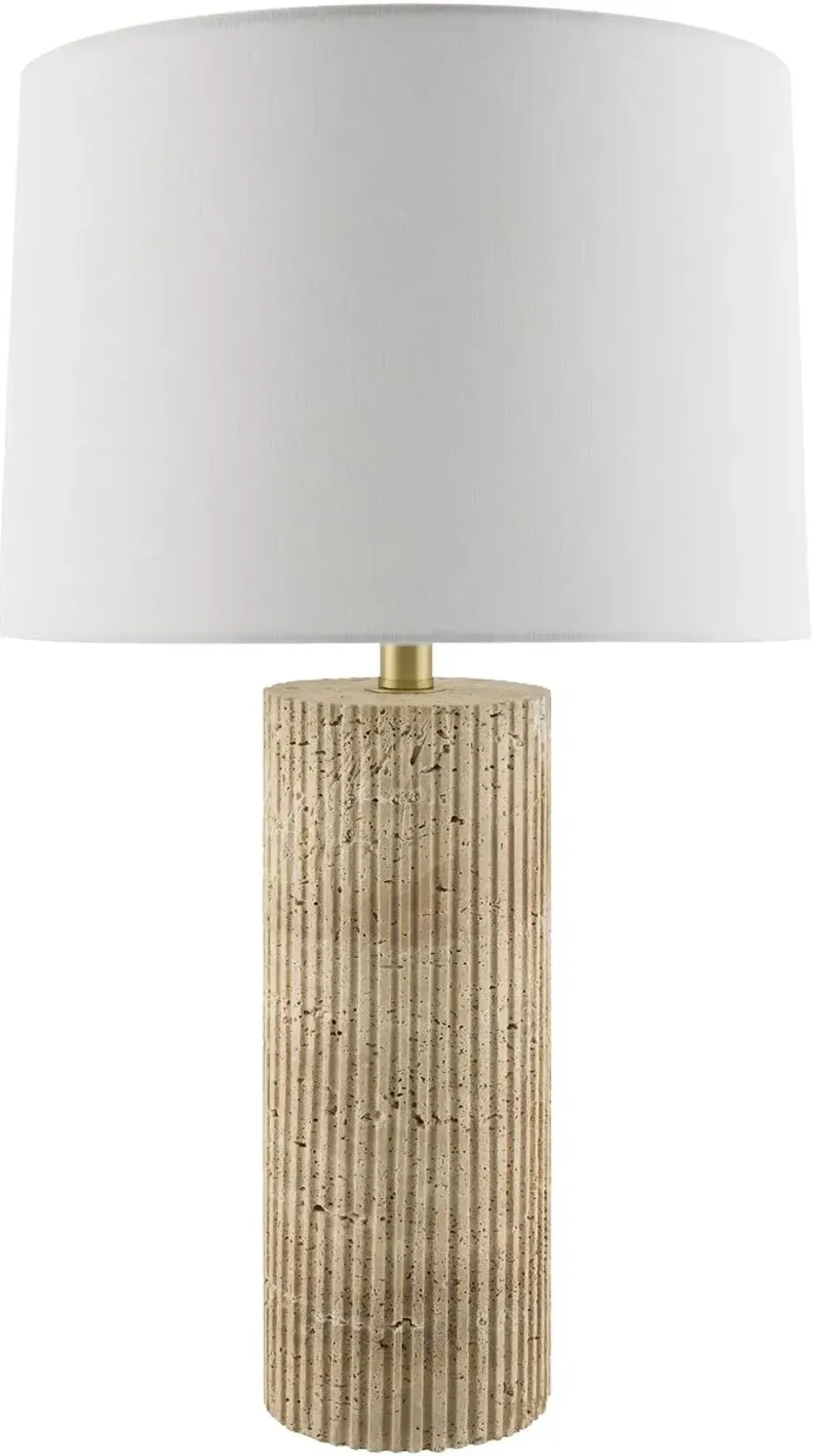 Perdita Cylinder Base Travertine Table Lamp - Brown