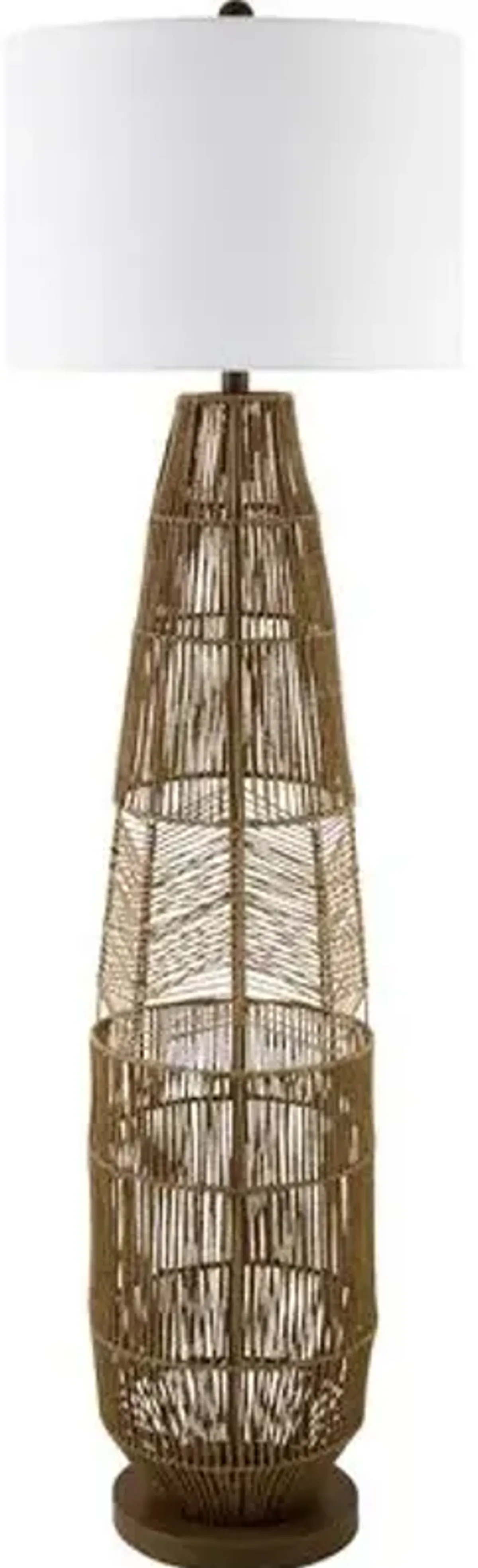Mael Open Body Rattan Floor Lamp - Wheat