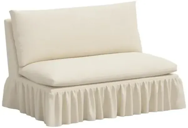 Thelma Ruffle Settee - Linen - Ivory