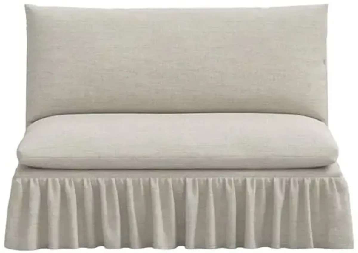 Thelma Ruffle Settee - Linen - Gray