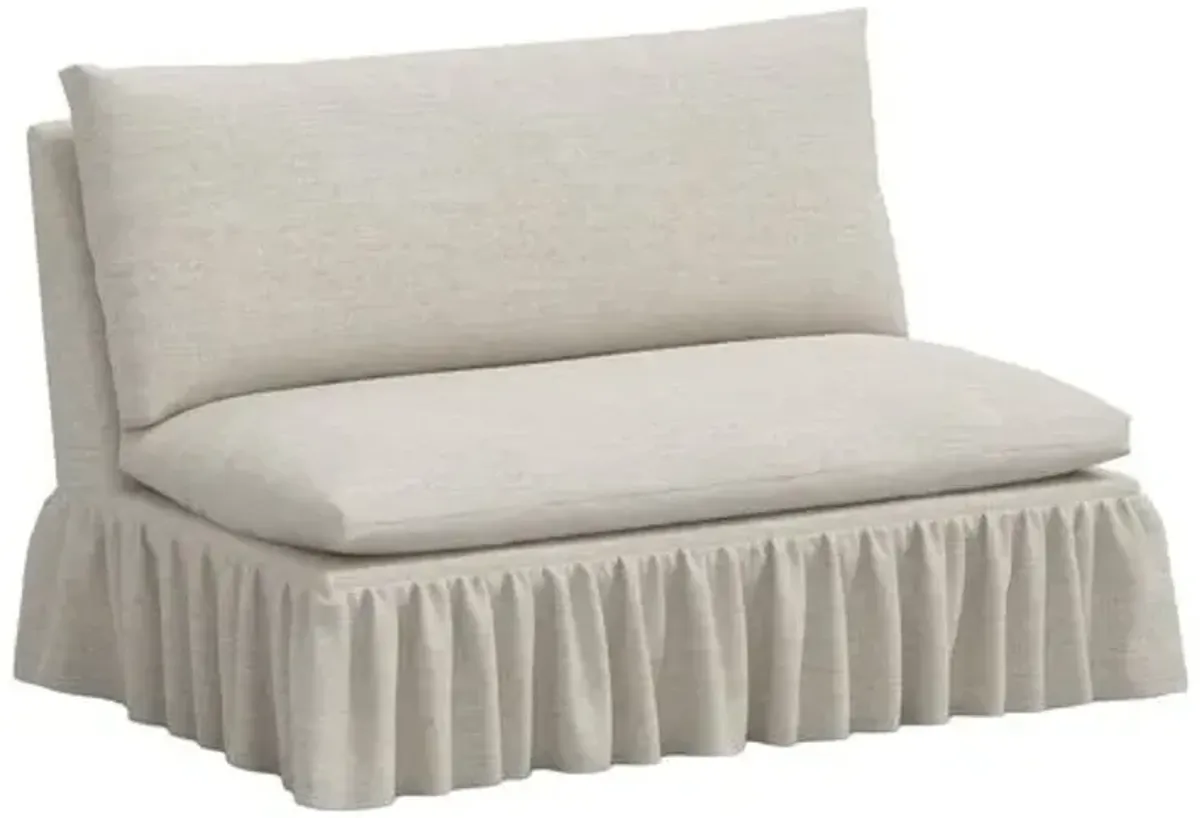 Thelma Ruffle Settee - Linen - Gray