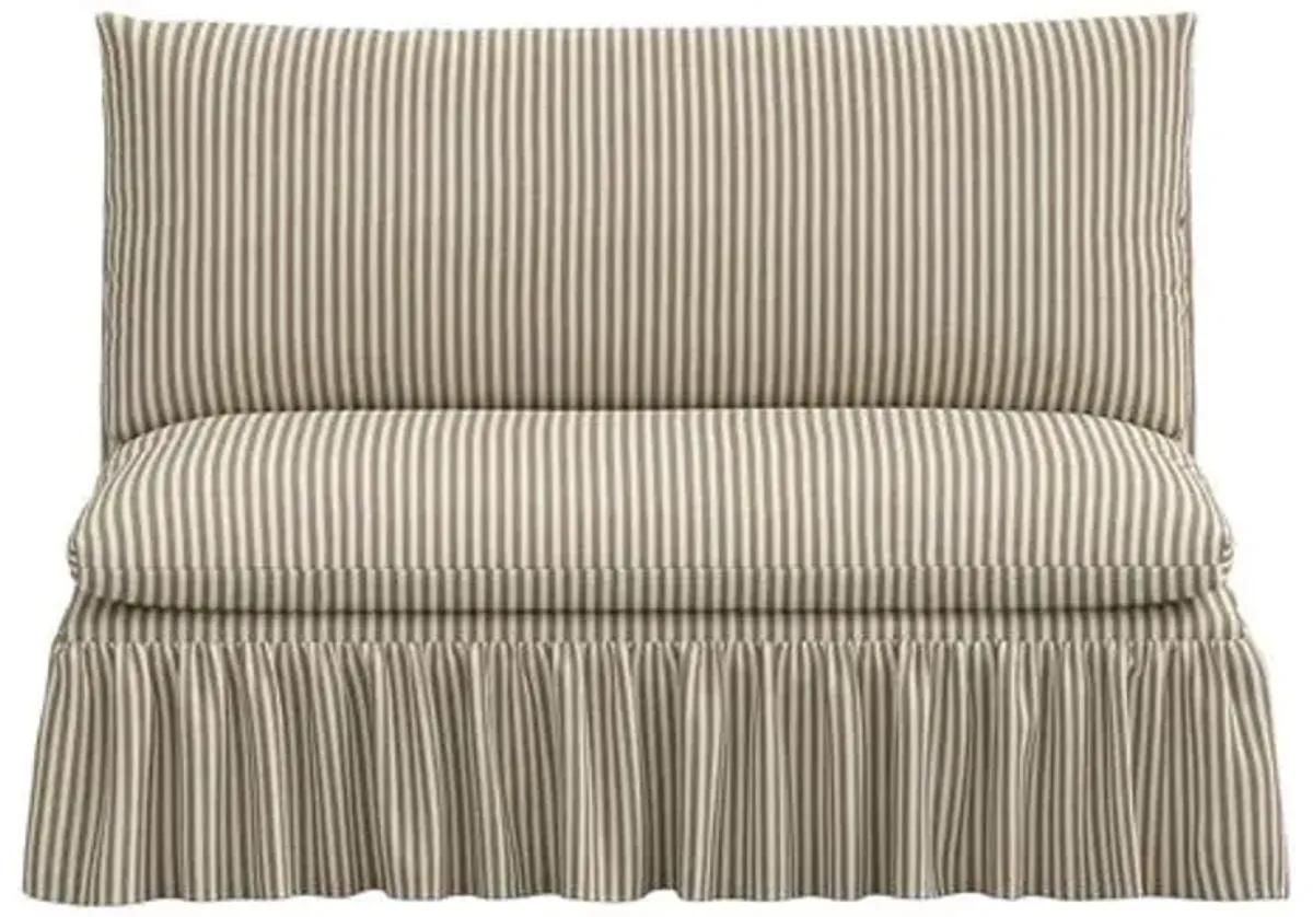 Thelma Ruffle Settee - Jane Stripe - Brown