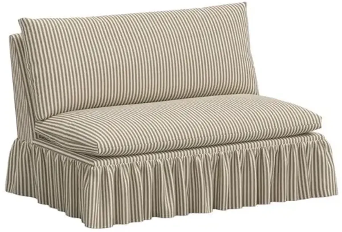 Thelma Ruffle Settee - Jane Stripe - Brown