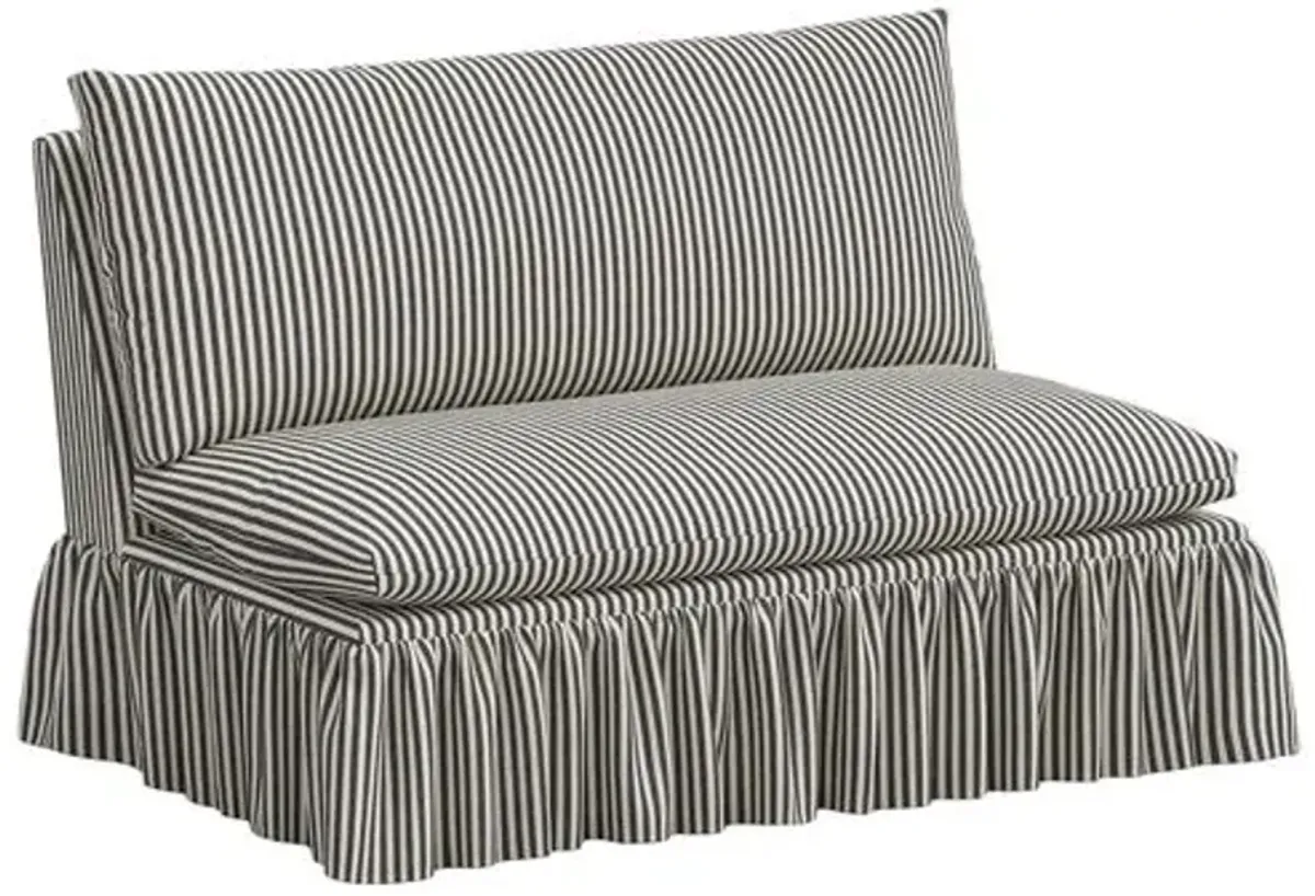 Thelma Ruffle Settee - Jane Stripe - Black
