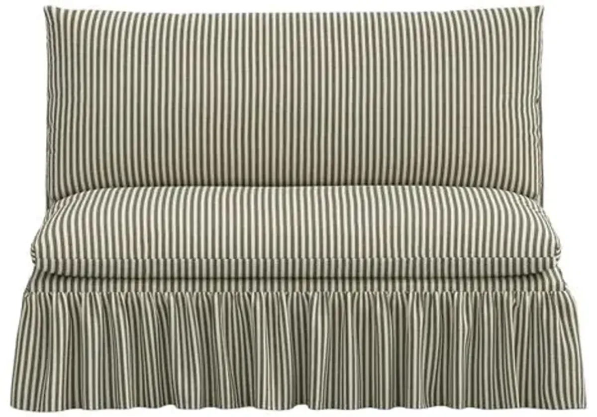 Thelma Ruffle Settee - Jane Stripe - Green