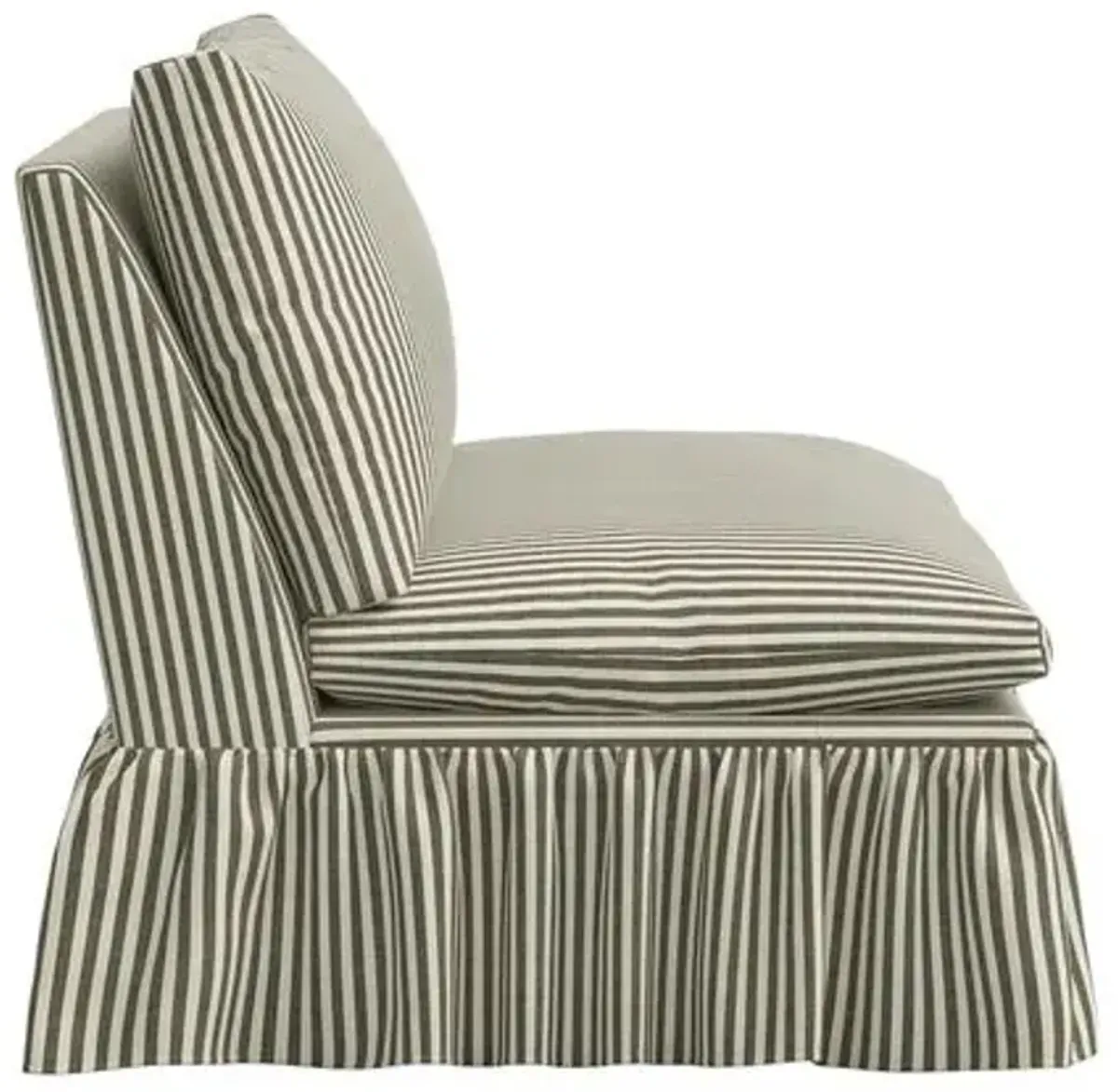 Thelma Ruffle Settee - Jane Stripe - Green