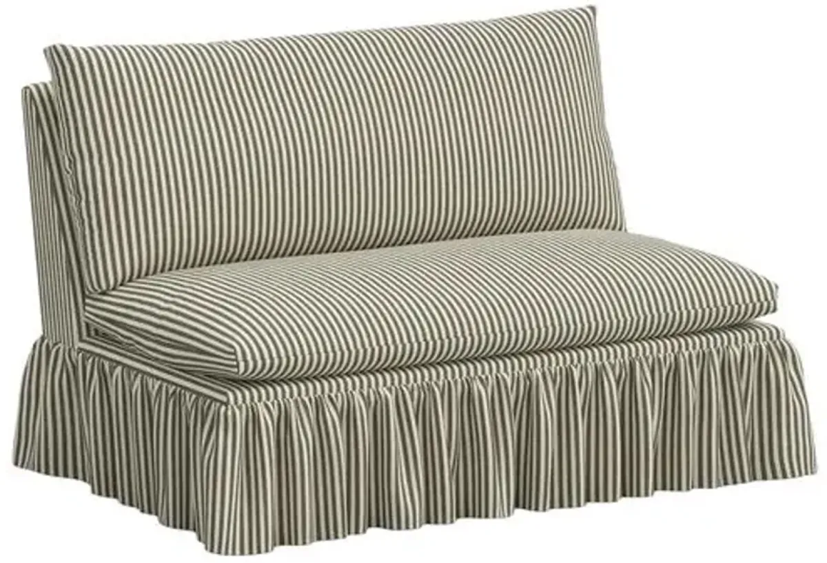 Thelma Ruffle Settee - Jane Stripe - Green
