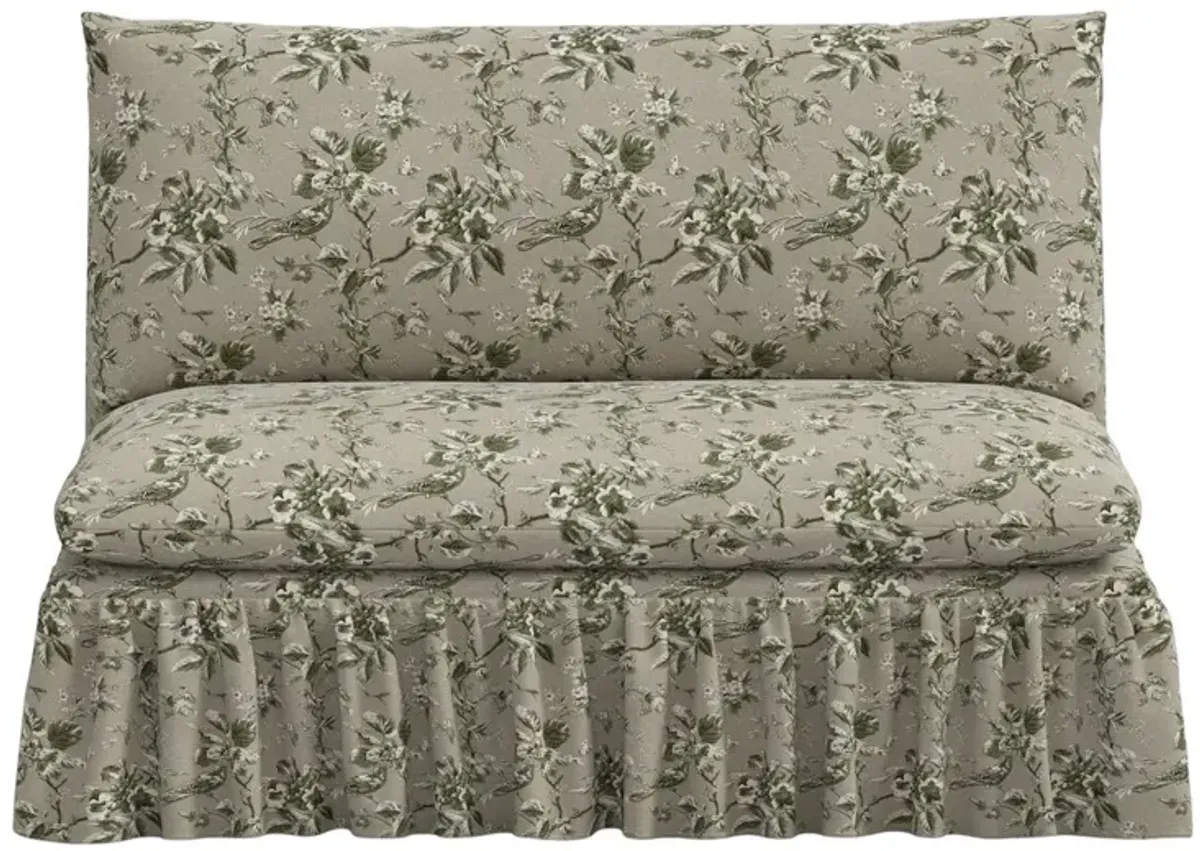 Thelma Ruffle Settee, Michigan Bird Toile