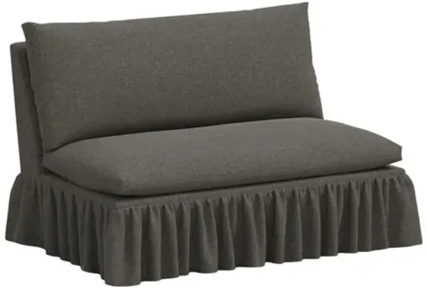 Thelma Ruffle Settee - Linen - Gray