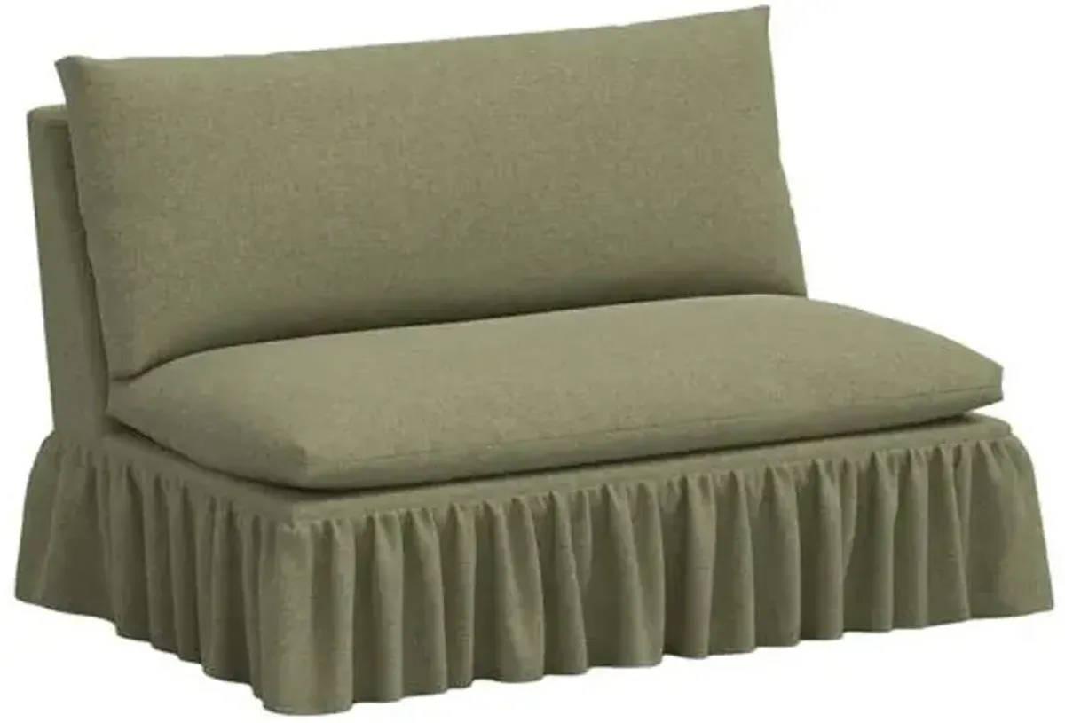 Thelma Ruffle Settee - Linen - Green