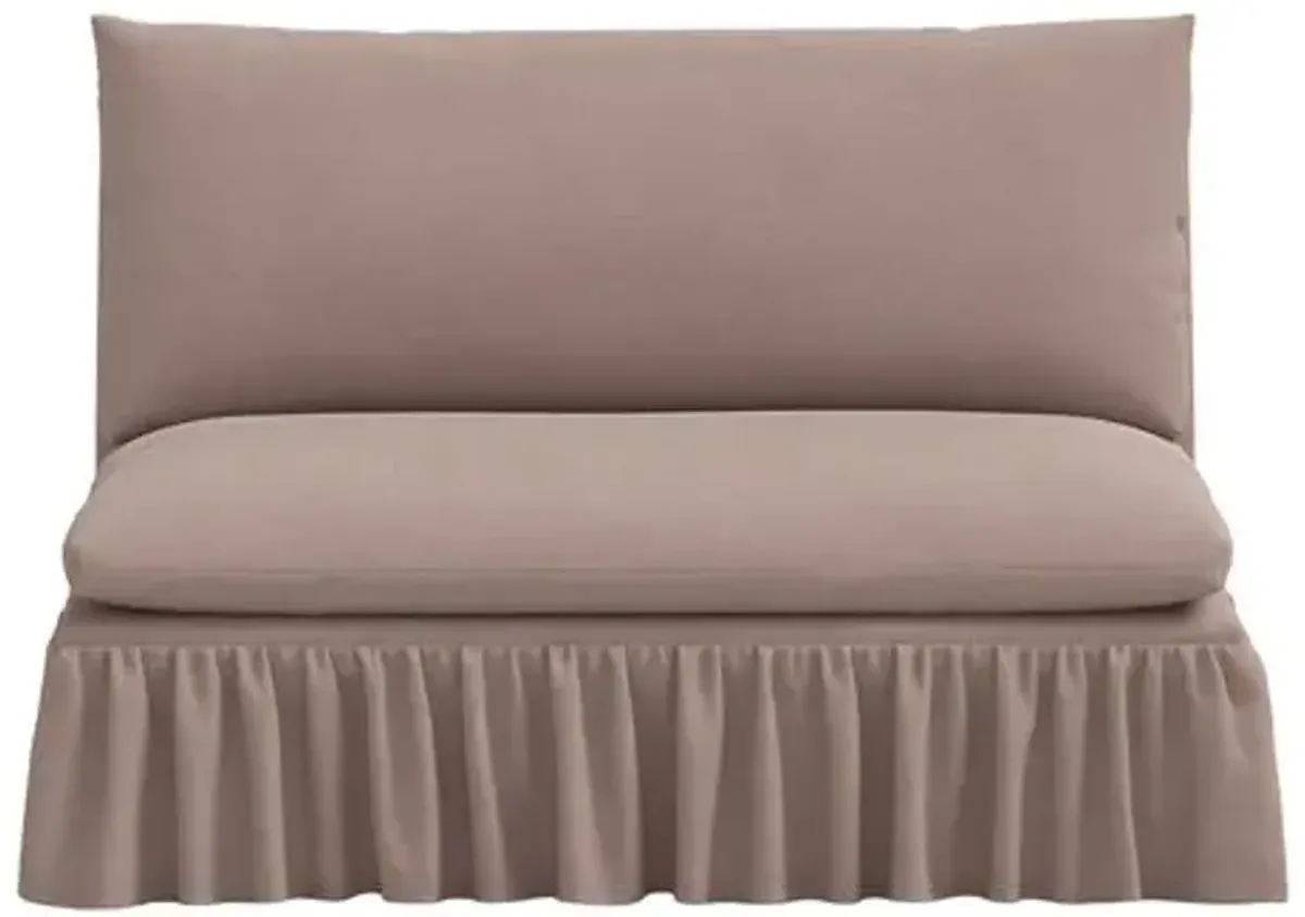 Thelma Ruffle Settee - Linen - Brown