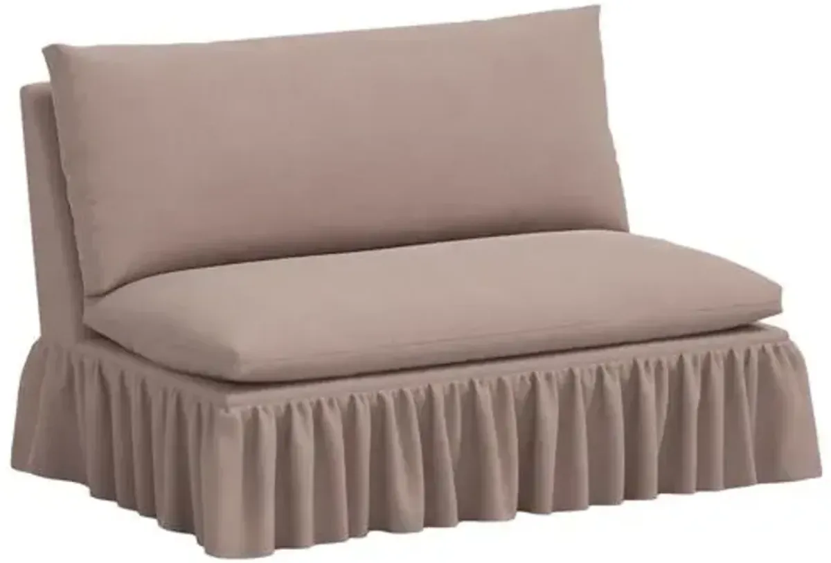 Thelma Ruffle Settee - Linen - Brown
