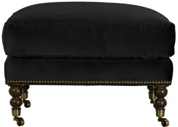 Margot Velvet Ottoman - Black