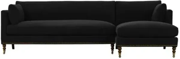 Margot Velvet Sectional Chaise - Black - Comfortable, Sturdy, Stylish