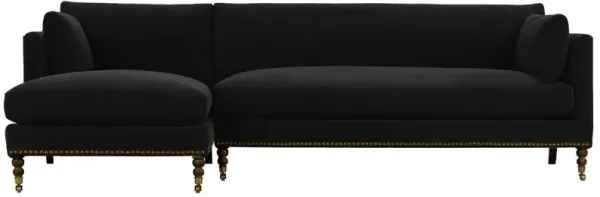 Margot Velvet Sectional Chaise - Black - Comfortable, Sturdy, Stylish