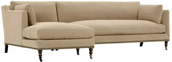 Margot Velvet Sectional Chaise - Brown - Comfortable, Sturdy, Stylish